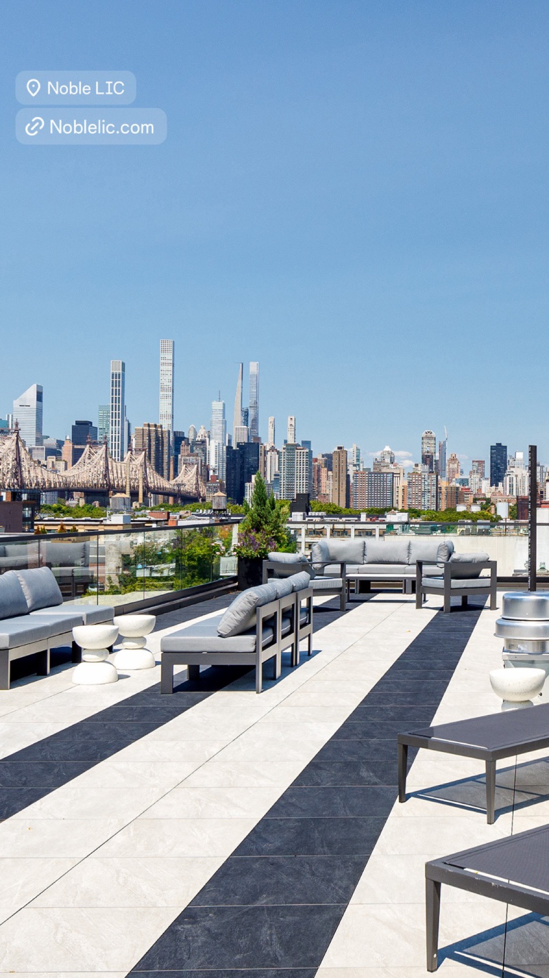 KVTR Noble LIC — rooftop with Manhattan skyline